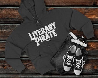 US Literary Pirate Unisex Zip Hoodie: Author-Designed Comfort for Book Lovers, Adventure Seekers & Discerning Pirates