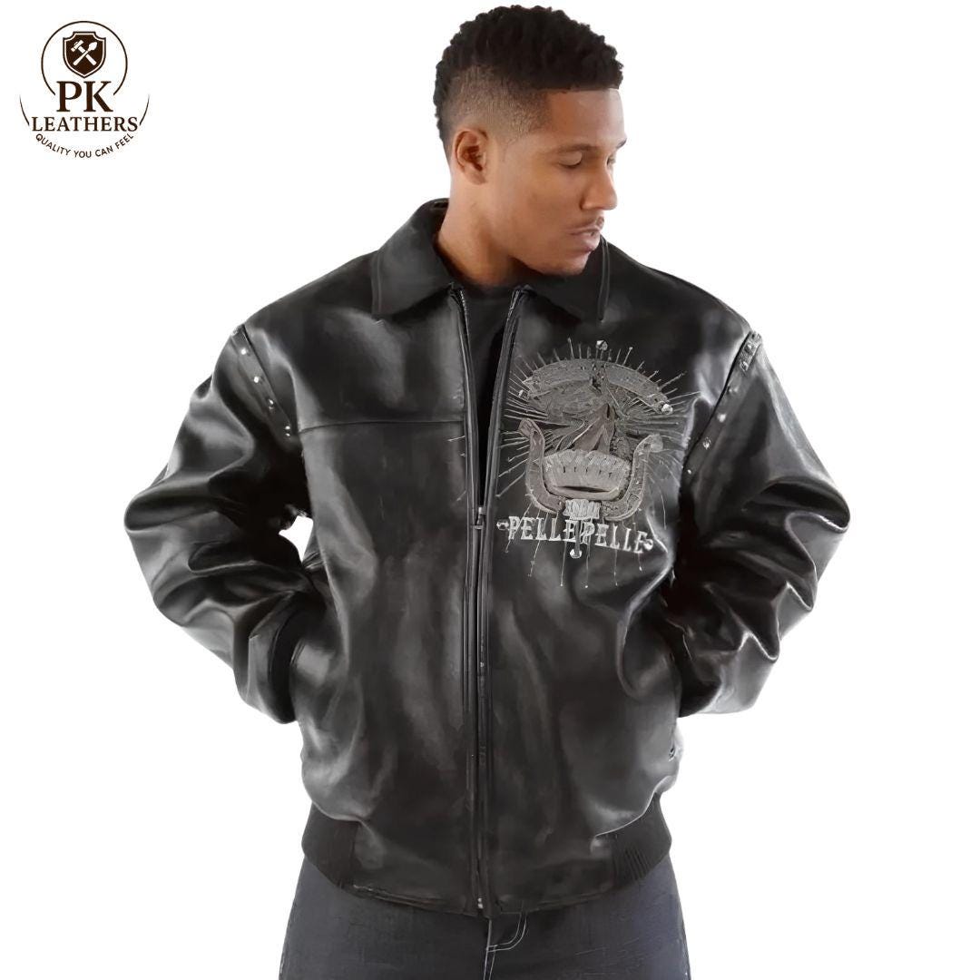 ジャケット・アウター 90s vintage pelle pelle leather jacket 90s Pelle Pelle 'Jacksons' Washed Teal Patched Leather