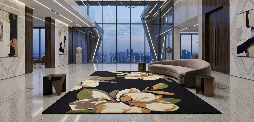 Handmade Tufted Wool Cotton Floral Rug Luxury Modern Decor - Etsy