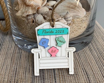 Beach Chair Vacation Ornament | Personalized Vacation | Custom Ornament | Vacation Souvenir