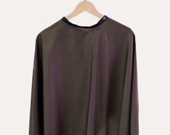Snap Button Cutting Cape Chocolate Brown Minimalist XL Salon Gown for Professional Hairdressers & Barbers