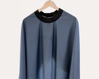 Rubber Collar Cutting Cape Nordic Blue Minimalist XL Salon Gown for Professional Hairdressers & Barbers