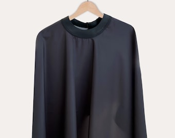 Rubber Collar Cutting Cape Matte Black Minimalist XL Salon Gown for Professional Hairdressers & Barbers