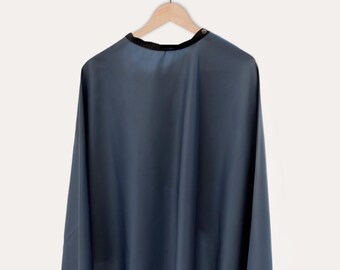 Snap Button Cutting Cape Nordic Blue Minimalist XL Salon Gown for Professional Hairdressers & Barbers