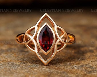 Hydro Garnet Ring, 925 Sterling Silver Ring, Handmade Ring, Marquise Cut Garnet Ring, Trinity Designer Garnet Ring, Women's Statement Ring