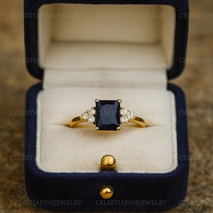 Blue Sapphire Ring, 18k Gold Plated 925 Sterling Silver Ring, Handmade Ring, Solitaire Ring, Blue Gemstone Ring, Wedding Ring, Gift For Her