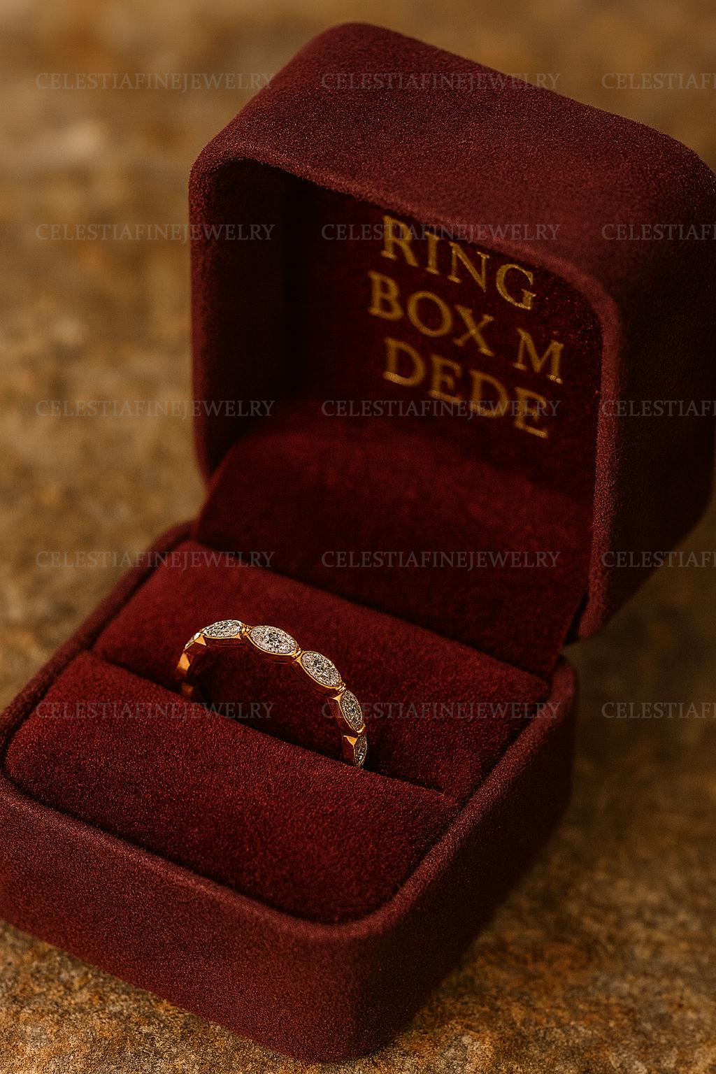 Marquise Diamond Wedding Band Yellow Gold | Full Eternity Stacking Ring ...