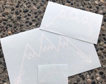 Mountain white car decals 9 inches