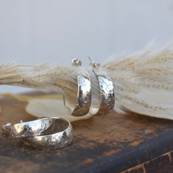 Hand Forged Sterling Silver Hoop Earrings