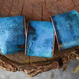 GRAB BAG- Wide Artisan Dark Blue Patina Copper Cuff - 1 3/4 inch wide