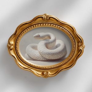White Snake Painting | Minimalist Reptile Artwork | Vintage Animal Illustration | Serpent Oil Style Poster | Modern Wildlife Digital Print