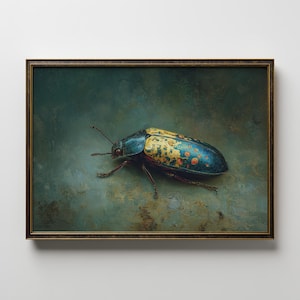 Colorful Beetle Painting Digital Download Insect Wall Art Nature Print for Entomology Decor Bug Illustration Poster Modern Boho Interiors