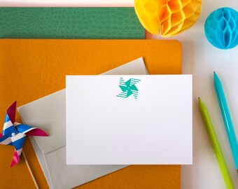 Letterpress Green Pinwheel Note Set