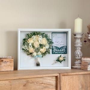 Wedding Bouquet Preservation Shadowbox Keepsake Frame: Flower Preservation Memory Box White 12x16 inch
