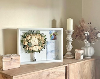 Wedding Bouquet Preservation Shadowbox Keepsake Frame: Flower Preservation Memory Box (Deposit only)