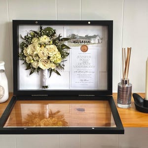 Wedding Bouquet Preservation Shadowbox Keepsake Frame: Flower Preservation Memory Box Black 12x16 inch