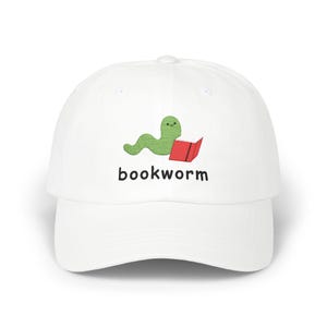 Bookworm Embroidered Classic Dad Cap | Cute Literary Hat, Gifts for Book Lovers, Library Accessory, Reading Enthusiast Cap, Cute Gift Idea