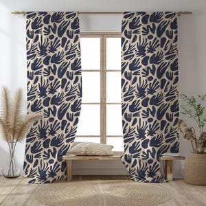 Modern Minimal Leaf Curtains – Japandi Style Drapes for Bedroom or Living Room