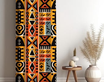 African Tribal Curtain – Bold Ethnic Geometric Drapes, Modern Boho Window Panel, Custom Size Option