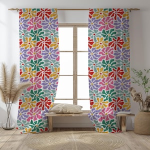 Color Splash Floral Curtains – Vibrant Boho Abstract Drapes for Bedroom or Living Room
