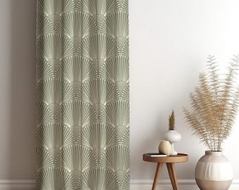 Rideau et tenture Art déco vert olive pour salon, chambre, salle à manger