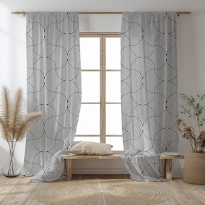 Moderne Schwarz Weiß Geometrische Vorhänge für Wohnzimmer & Schlafzimmer