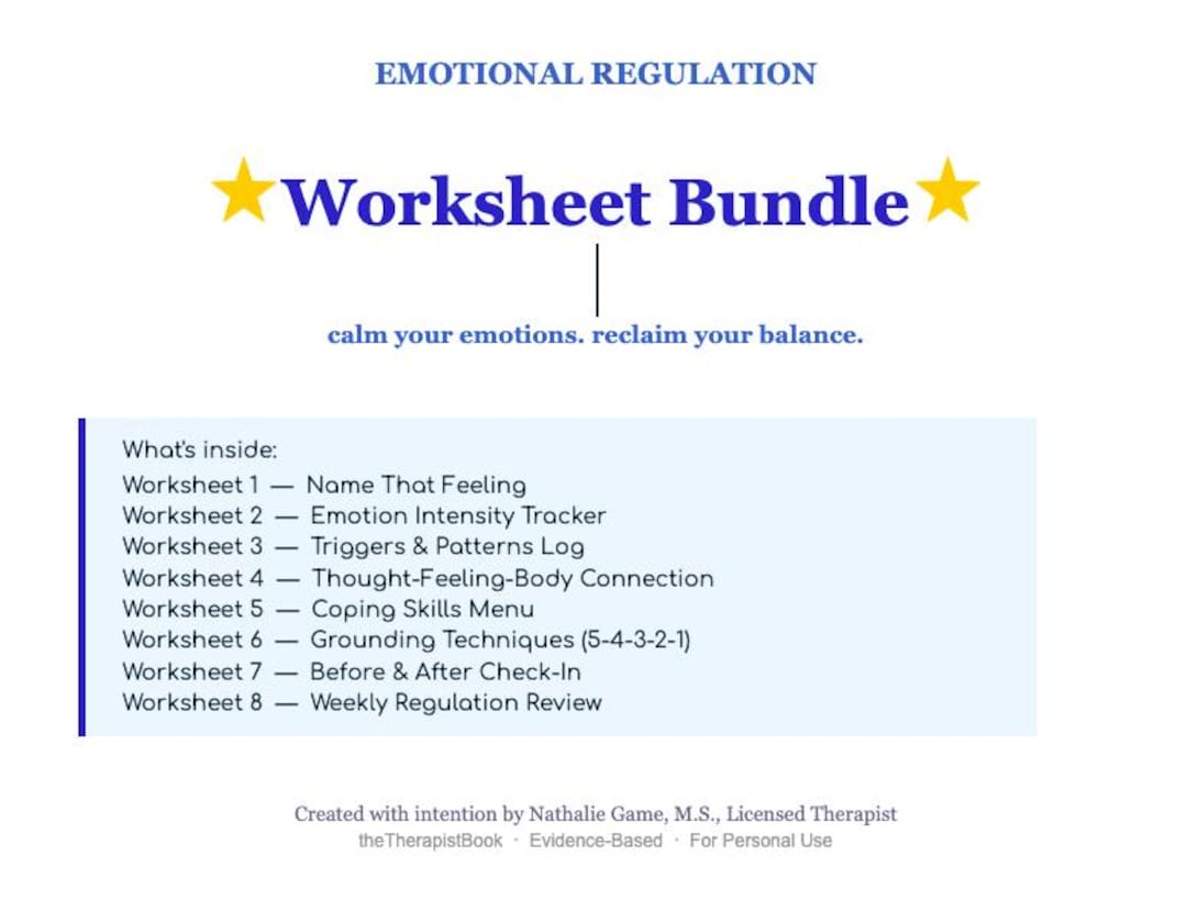 The Emotion Regulation Toolkit | 8 Evidence-based Worksheets | Anxiety ...