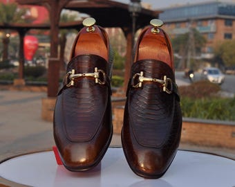 Handmade Crocodile Embossed Leather Loafers: Men's Luxury Slip-On Shoes