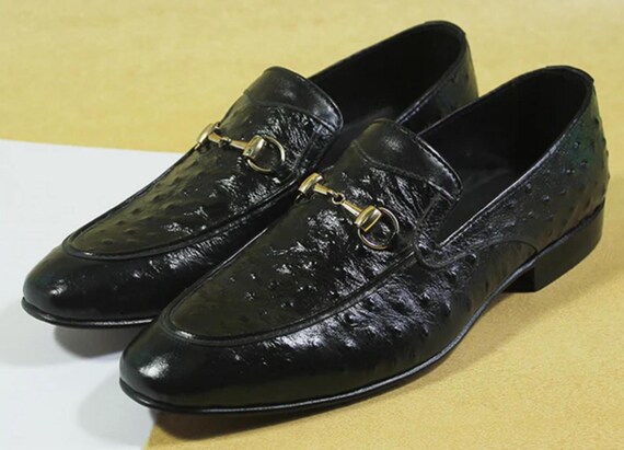 Men\'s Black Textured Ostrich Leather Bit Driving Loafers Moreschi Miami Style Ostrich Quill Driving Loafers Black  main image 2