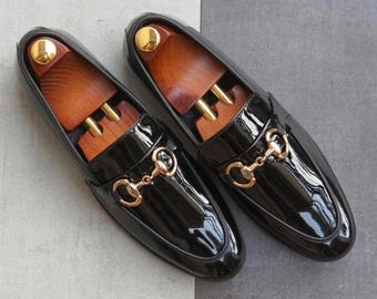 Handmade Black Leather Horsebit Loafers | Men's Dress Shoes