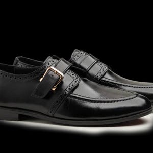 Handmade Brown Leather Double Monk Strap Dress Shoes for Men image 7