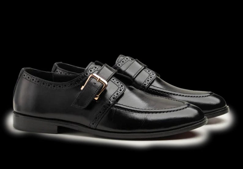 Handmade Brown Leather Double Monk Strap Dress Shoes for Men image 7