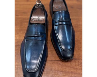 Moccasin Handmade Black Leather Loafers | Men’s Classic Slip-On Shoes