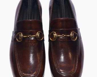 Handmade Brown Leather Loafers | Classic Slip-On Shoes with Gold Horsebit