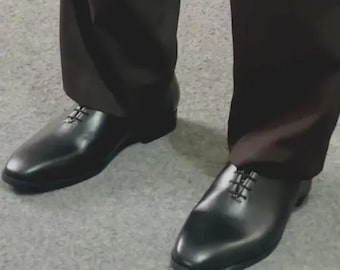 Handmade Black Leather Oxford Shoes: Men's Formal Dress Shoes