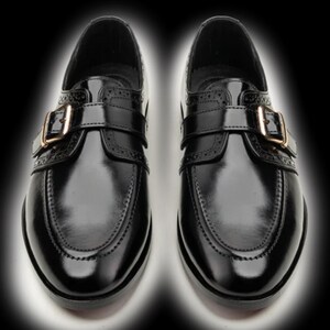 Handmade Brown Leather Double Monk Strap Dress Shoes for Men BLACK