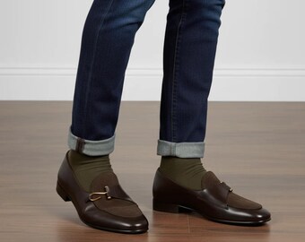 Handmade Brown Suede Leather Bit Loafers for Men |Elegant Slip-On Dress Shoes