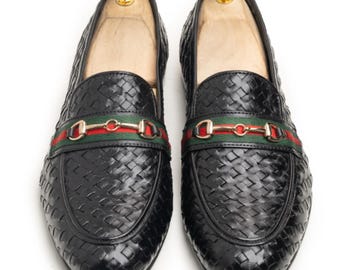 Handmade Men’s Black Woven Leather Loafers –Luxury Slip-On Dress Shoes,
