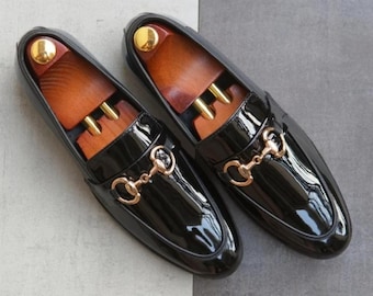 Handgemaakte zwarte leren Horsebit loafers | Geklede schoenen voor heren