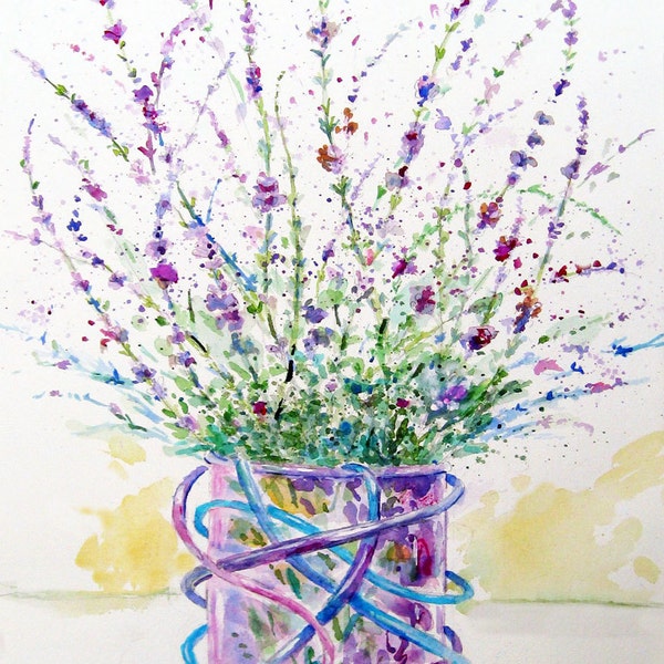 Chihuly inspired Vase and Lavender Print