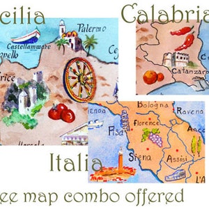 ITALY CALABRIA SICILY  3  Maps Free Shipping