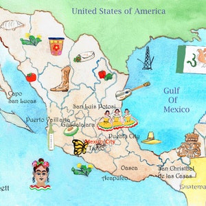 Ilustrierte Karte von Mexiko