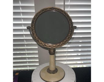 Vintage-inspirierter Regency viktorianischer Kosmetikspiegel Bronze Emaille