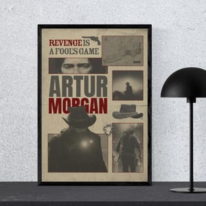 Red Dead Redemption 2 Poster – Arthur Morgan Wall Art Print, Cowboy Western Decor, RDR2 Video Game Poster Gift for Gamers | retro vintage