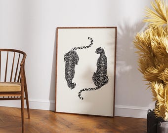 Minimalist Leopard Art Print: Black & White Animal Wall Decor (Digital Download)