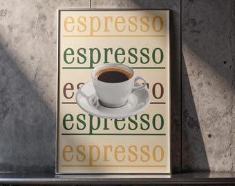 Espresso Coffee Wall Art | Minimal Kitchen Poster | Digital Download Print