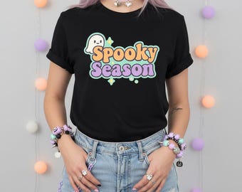 Kawaii-Grusel-T-Shirt | Pastell Halloween T-Shirt | Niedliches Geist-Ästhetik-gruseliges niedliches T-Shirt