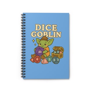 Whimsical Dice Goblin Notebook - Perfect for RPG Fans, Gamer Journal, D&D Note Keeper, Gift for Gamers, Creative Writing