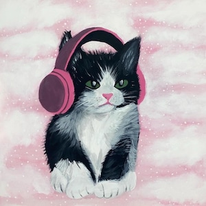 Original Acrylic Painting / Cat Painting / Canvas Artwork