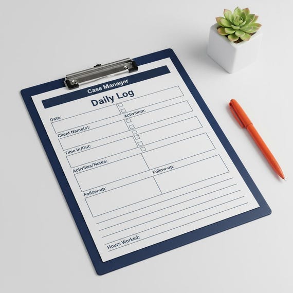 Case Manager Daily Log Template | Printable & Digital | Reentry, Transitional Housing, Facility Admin, Social Services